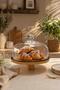 Glass Lid and Footed Bamboo Cake Stand Serving Presentation Plate, Cake and Pastry Dish - 28 cm