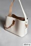 Casual White Small Size Women's Bag, Hand and Shoulder Bag with Adjustable Strap and Chain Accessories - 5