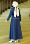 Tassel Detailed Skirted Denim Suit Dark Blue 19292 - 4