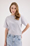 Women's Gray Washed Basic Regular Fit T-Shirt – 100% Cotton Vintage Look - 6