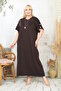 Plus Size Bat Sleeve Buttoned Collar with Necklace Modal Osho Fabric Premium Quality Draped Long Daily and Office Maxi Dress