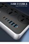 Power Socket with 3 C Port 3 USB-A Extension – 2m Power Strip Charging Station, Perfect for Home/Office Use - 2