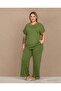 Short Sleeve Lace Plus Size Green Women's Pajama Set