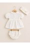 Floral Embroidery Baby Girl Set 3-Piece Summer Cotton Dress Shorts & Bandana - 2