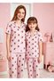 Mother & Daughter Matching Pajama Set Pink and White Plaid Shirt Collar Short Sleeve Buttoned Milan Fabric (Sold Separately) - 2