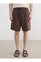 Brown Loose Fit Muslin Men's Shorts - 3