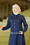 Tassel Detailed Skirted Denim Suit Dark Blue 19292 - 2