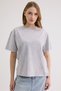 Women's Gray Washed Basic Regular Fit T-Shirt – 100% Cotton Vintage Look - 7