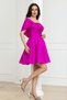Sleeve Detailed Boat Neck Mini Dress - Fuchsia - 6