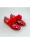 Red Shiny Flower Detailed Girls' Ballerinas