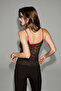 Nijhan women's contrast color lace trim brown tank top - 4