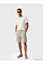 Beige Standard Fit Linen Look Men's Shorts - 4