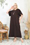 Plus Size Bat Sleeve Buttoned Collar with Necklace Modal Osho Fabric Premium Quality Draped Long Daily and Office Maxi Dress - 6