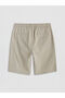Beige Standard Fit Linen Look Men's Shorts - 2