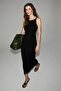 Bambina women's soft and stretchy fabric double-knot shoulder long black dress - 2