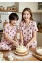 Mother & Daughter Matching Pajama Set Pink and White Plaid Shirt Collar Short Sleeve Buttoned Milan Fabric (Sold Separately) - 4