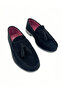 Black Nubuck Suede (Corcik Model) Tasseled 1-3 cm Low Heel Men's Shoes Vdz03039 - 2