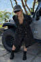 Women's Daily Premium Comfort Basic Long Black Trench Coat - 2