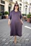 Lycra Dress with Side Pockets, Three Quarter Sleeves, Cotton Viscose, Medium Length, Bell Cut, Plus Size - 6