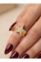 Lüxstar Zircon Stone Star Ring Adjustable Women's Ring, Sparkling Shiny Design with a Steel Look