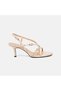 Women's Beige Cross-Strapped Patent Leather Heeled Evening Dress Sandals - 2