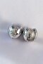 Brass Silver Color Hollow Minimal Heel Stud Earrings - 2
