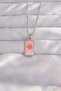 316L Steel Silver Color Pink Enamel Sun Model Tarot Necklace
