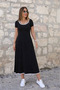 Women's Short Sleeve Round Neck Midi Length Flared Summer Dress