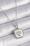 316L Steel Silver Color Square Locket Heart Zircon Stone Processing Women's Necklace