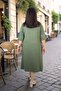 Lycra Dress with Side Pockets, Three Quarter Sleeves, Cotton Viscose, Medium Length, Bell Cut, Plus Size - 4