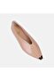 Women's Leather Ballerinas with Gold Detail and Pointed Toe - 7