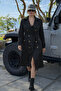 Women's Daily Premium Comfort Basic Long Black Trench Coat - 3