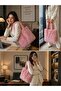 Pink Plush Shoulder Bag for Women – Soft Texture, Large Internal Volume, Lightweight, Daily Use, One Size Tote Bag