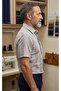 Classic Men's Shirt with Hidden Buttons at the Collar, Short Sleeves, Pockets - 2