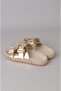 Seç 7543 Genuine Leather Women's Slippers (Heel Height: 2 cm) Gold - 4