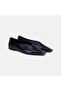 Women's Black Gold Detailed Pointed Toe Leather Ballerinas