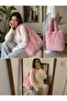 Pink Plush Shoulder Bag for Women – Soft Texture, Large Internal Volume, Lightweight, Daily Use, One Size Tote Bag - 3
