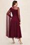 Women's Long Sleeve Semi-Turtleneck Tulle Detailed Long Sandy Dress - 2