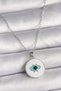 316L Steel Silver Color Chain White Enamel Turquoise Eye Embroidery Model Women's Necklace