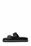 Women's Black Double Buckle Comfort Sole-Casual Slippers - 5