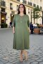 Lycra Dress with Side Pockets, Three Quarter Sleeves, Cotton Viscose, Medium Length, Bell Cut, Plus Size - 7