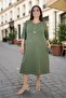 Lycra Dress with Side Pockets, Three Quarter Sleeves, Cotton Viscose, Medium Length, Bell Cut, Plus Size - 5