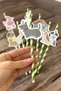 Green 8-Pack Our Dog Friends Themed Paper Party Straws - 3