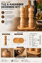 Natural Bamboo Salt & Pepper Mill Set – Stylish Kitchen Set with Manual Grinder and 2 Stands - 2