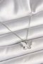 316L Steel Silver Color Chain Zircon Stone White Enamel Butterfly Model Women's Necklace