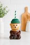 3 Pieces of Glass Luxury Barista Cold Drink Cup with Teddy Bear Design 550 ml - 3