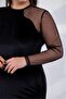 Women's Plus Size Single Sleeve Tulle Velvet Dress - 8