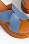 Snai Women's Genuine Leather Stitched Detailed Wedge Heeled Slippers B4562 - 4