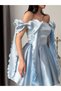 Baby Blue Bow Strap Short Organza Homecoming Dress - 5