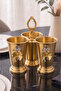 Gold Plated Stainless Luxury Buckle Detailed Spoon Holder 3 Compartment Kitchen Serving Tray Dowry Organizer Zenith